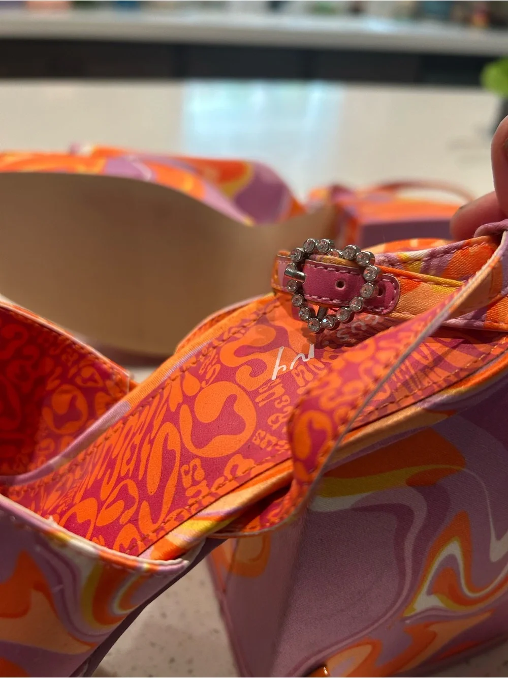 Circus by Sam Edelman Orange & Lavender Swirl Platform Mules